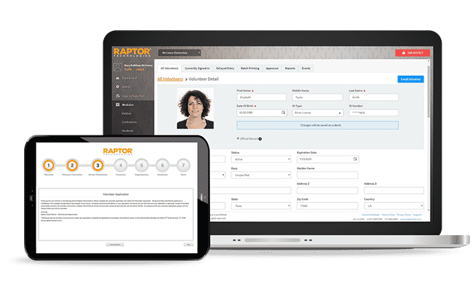 Raptor volunteer management system on a desktop and iPad