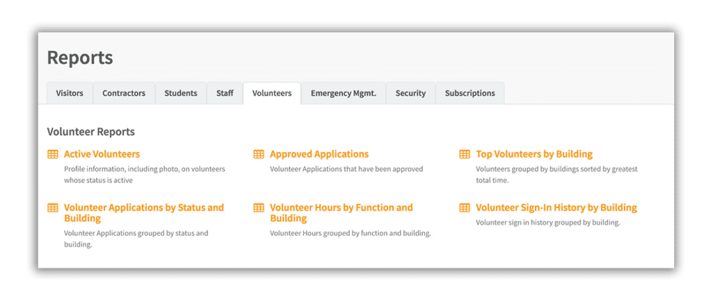 Image of Volunteer reporting inside the Raptor volunteer management system