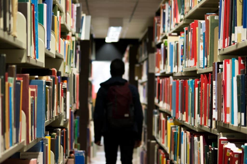 Boy in library