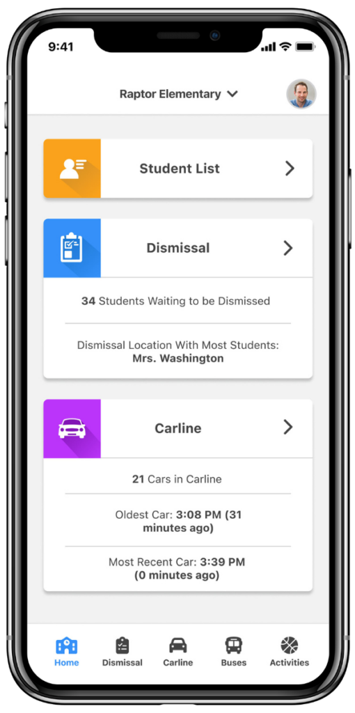Raptor DismissalSafe App Home Screen