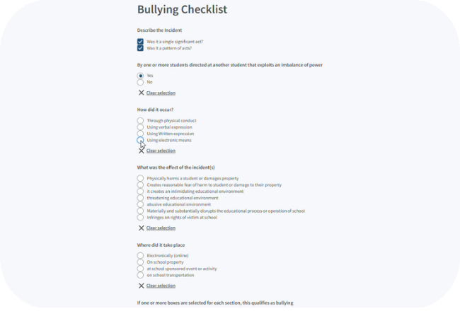 Bullying Checklist