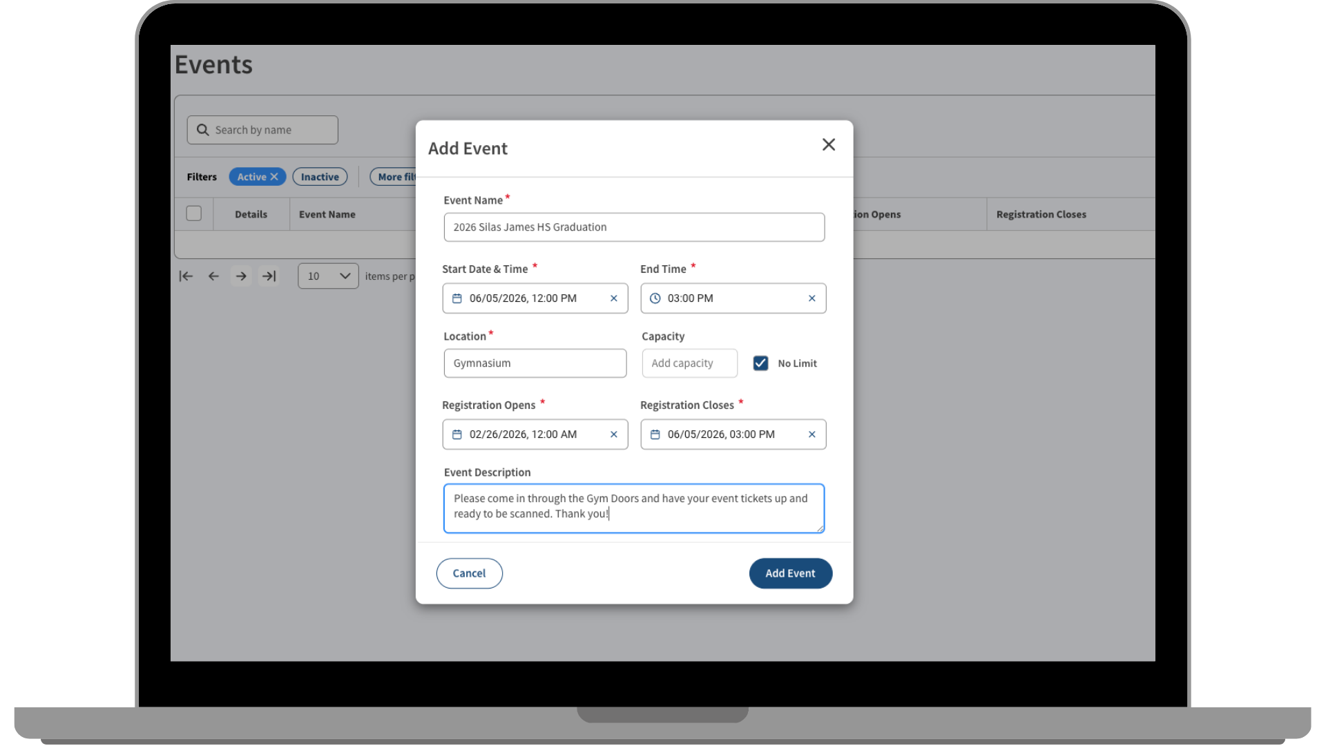 EventSafe Create Event