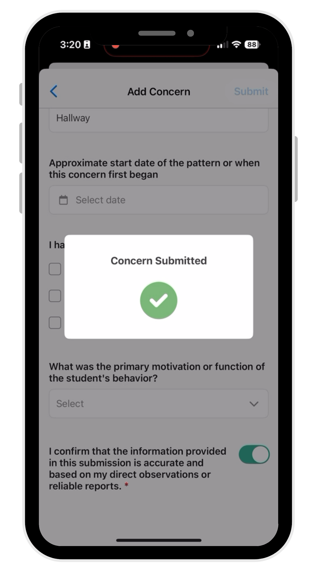 StudentSafe - Add Concern 3