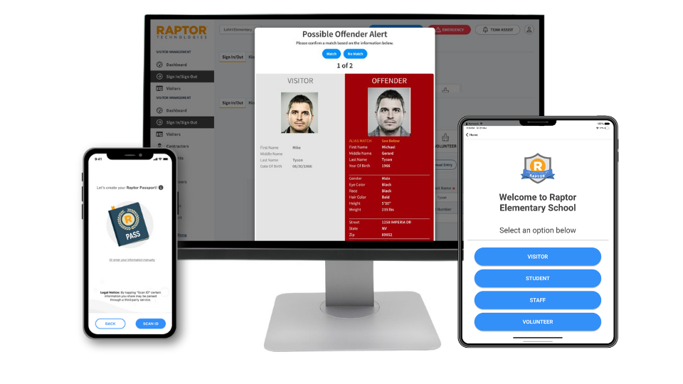 RAPTOR VISITORSAFE™ VISITOR MANAGEMENT SOFTWARE FOR SCHOOLS